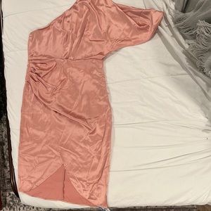 Cupshe off the Shoulder Pink Satin Dress Wedding